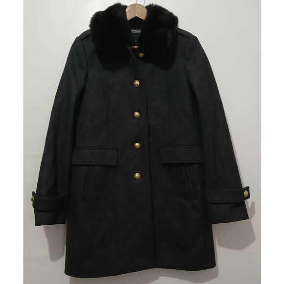 J crew womens Size 8 melton wool long coat dark gray Italian di carmignano - Picture 2 of 8